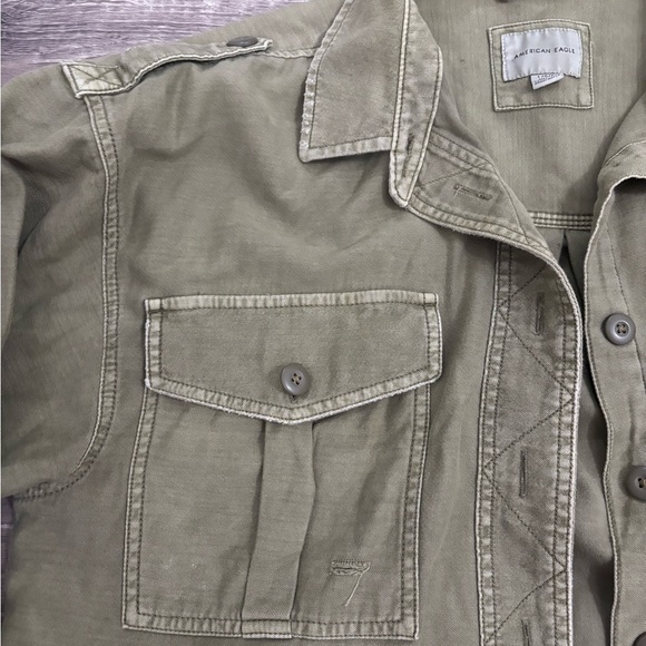 American Eagle Military Green Lightweight Crop Jacket Size Large - Picture 5 of 9